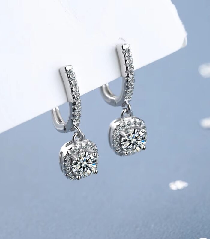 Elegant 925 Sterling Silver Moissanite Drop Earrings - Sparkling Luxury for Every Occasion