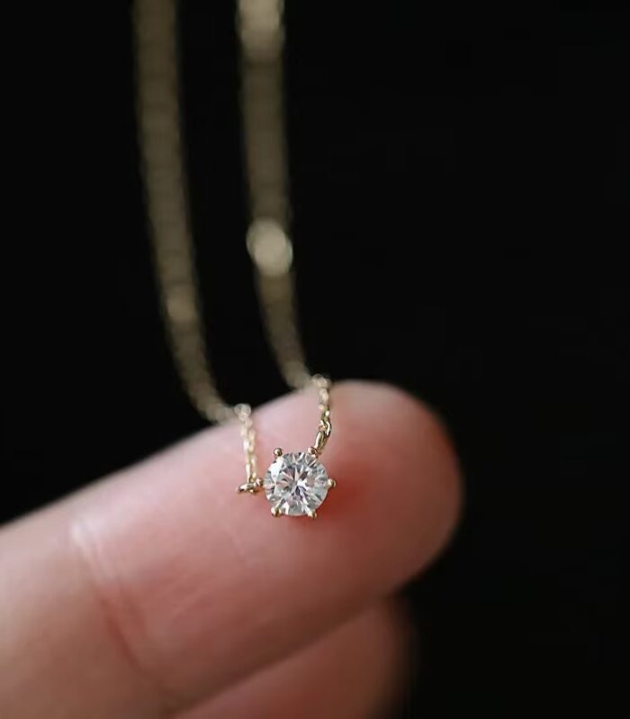 Radiant Gold-Plated Sterling Silver Necklace with Sparkling Solitaire Zircon